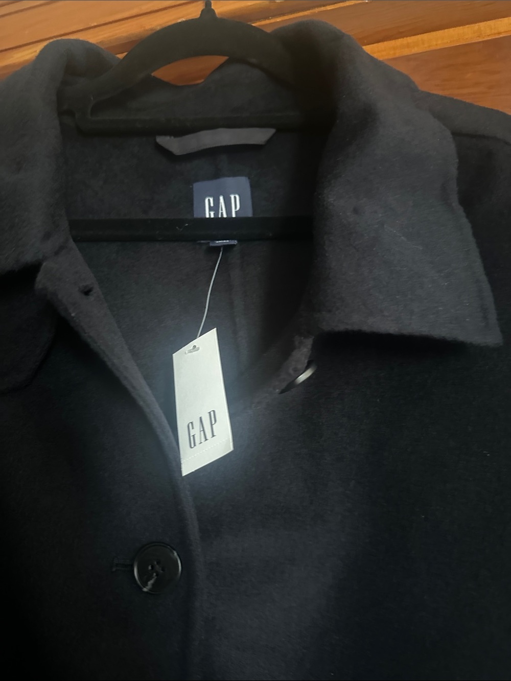 GAP Women's Black Short Wool Button-Front Jacket